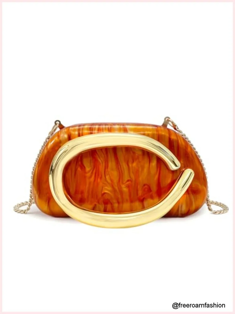 Acrylic Clutch Purse Metal Handle Evening Bag Crossbody Handbag for Party